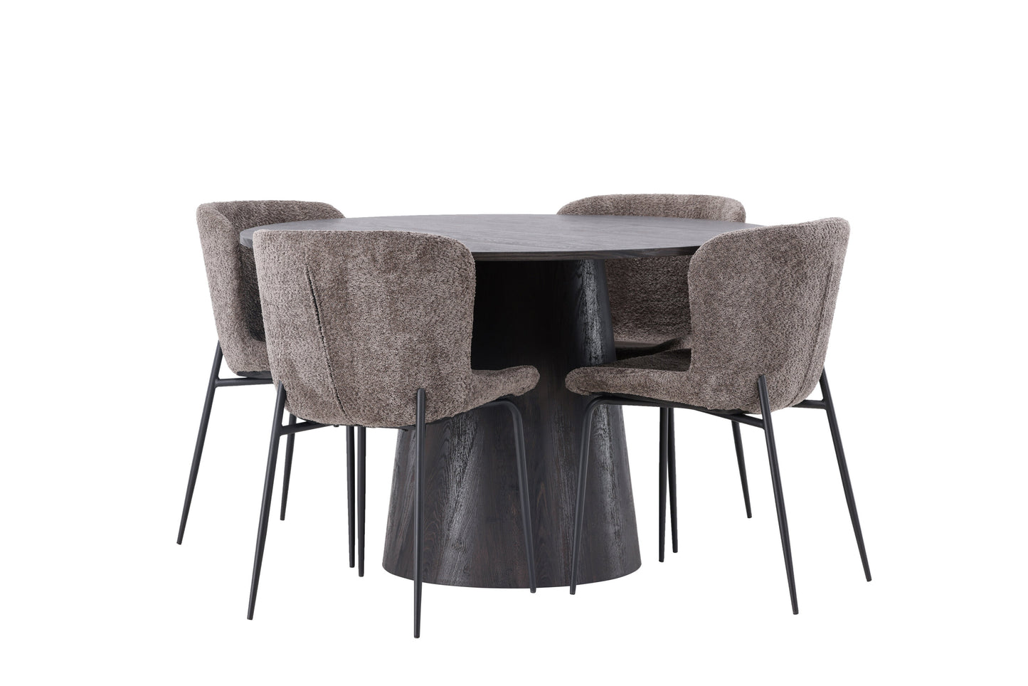 Lanzo Matbord med Modesto Stolarna – Bord: ⌀120 Stol: 54x79,5x48