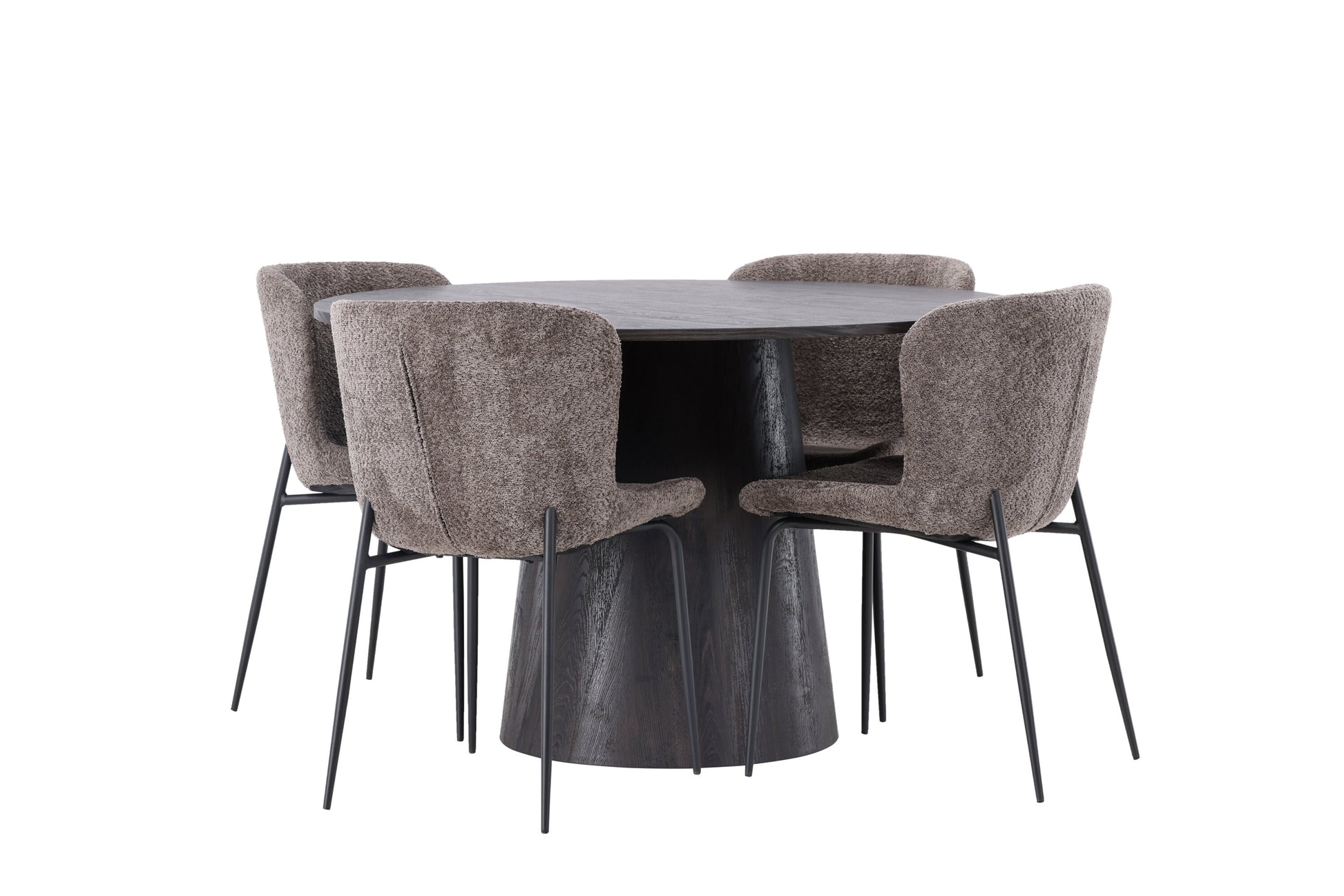 Lanzo Matbord med Modesto Stolarna – Bord: ⌀120 Stol: 54x79,5x48
