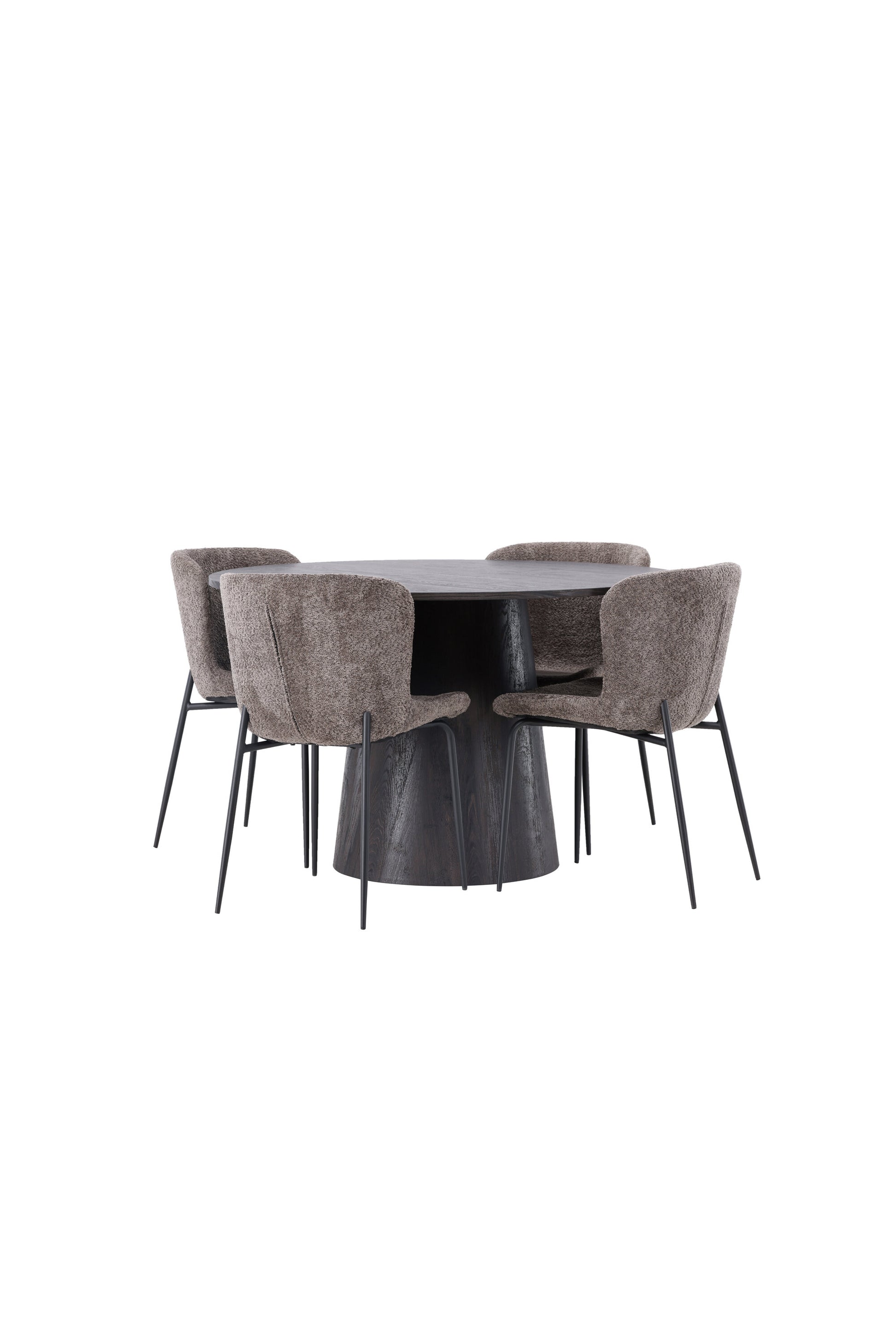 Lanzo Matbord med Modesto Stolarna – Bord: ⌀120 Stol: 54x79,5x48