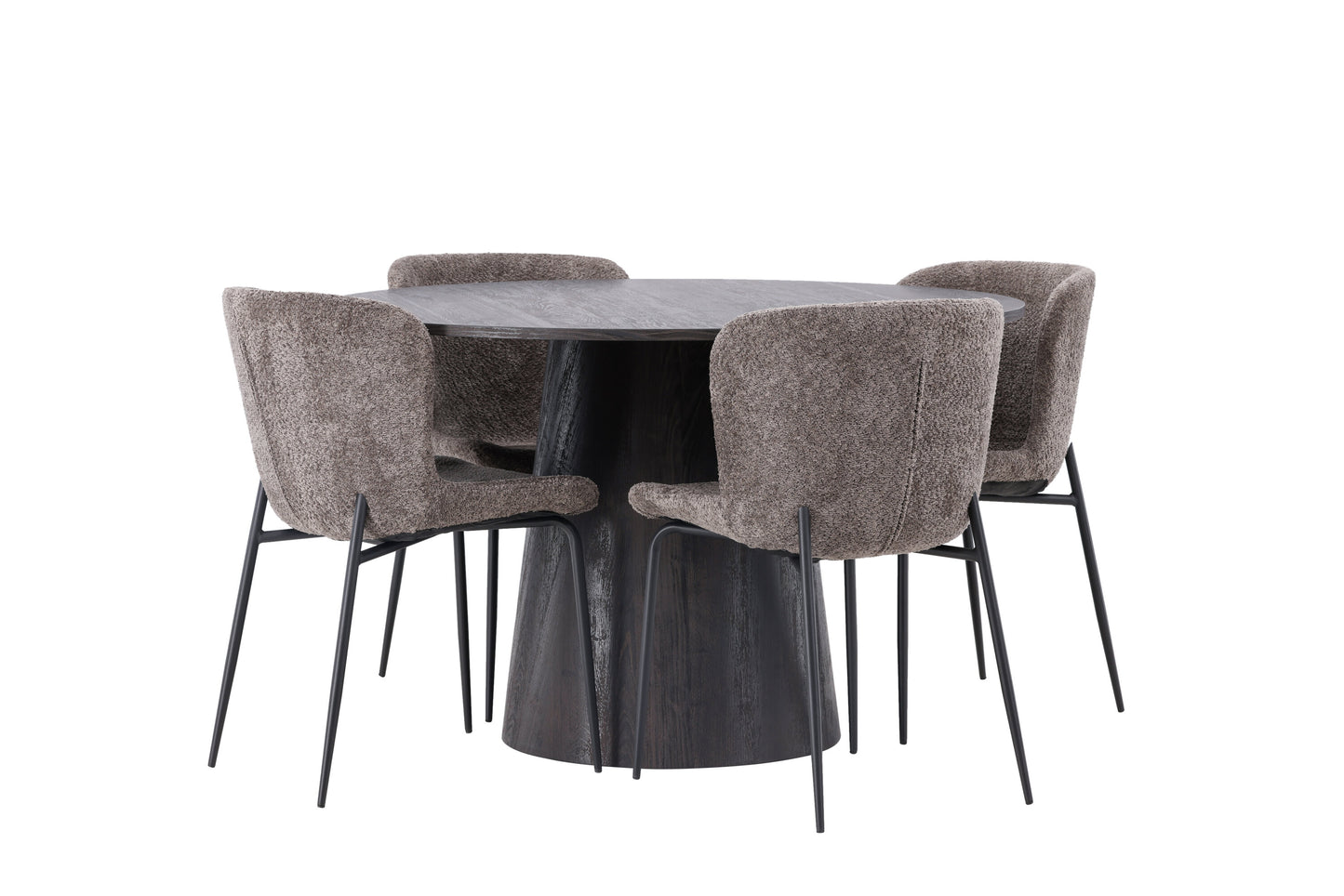 Lanzo Matbord med Modesto Stolarna – Bord: ⌀120 Stol: 54x79,5x48