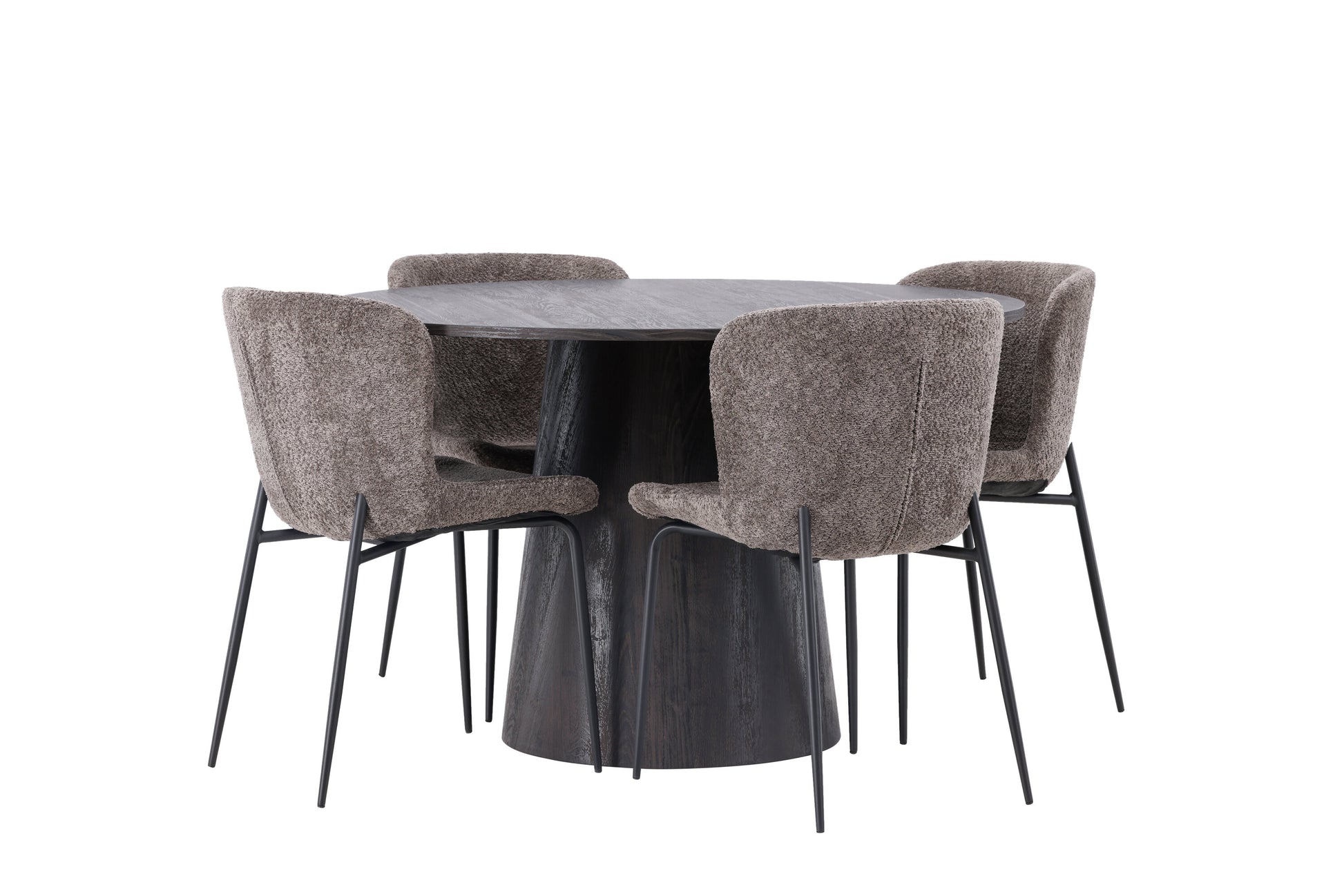 Lanzo Matbord med Modesto Stolarna – Bord: ⌀120 Stol: 54x79,5x48