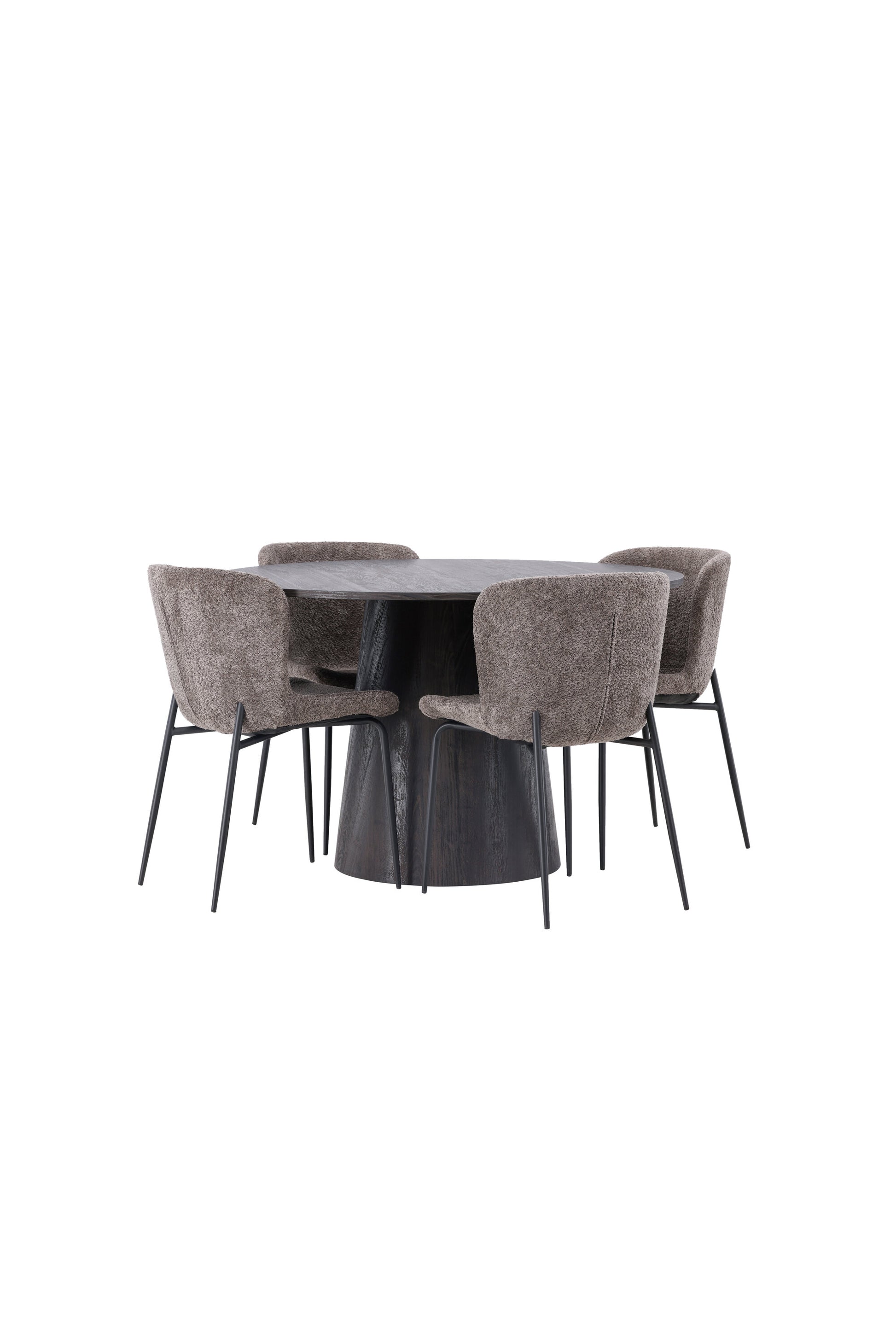 Lanzo Matbord med Modesto Stolarna – Bord: ⌀120 Stol: 54x79,5x48