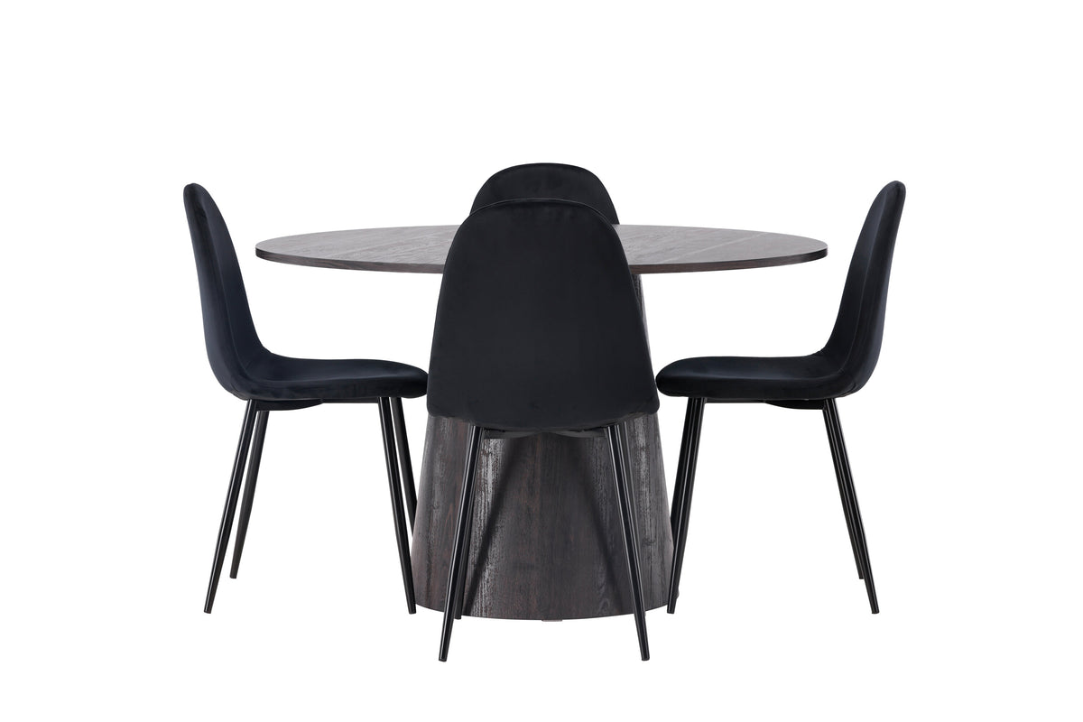 Lanzo Matbord med Polar Stolarna – Bord: ⌀120 Stol: 53,3x88x44