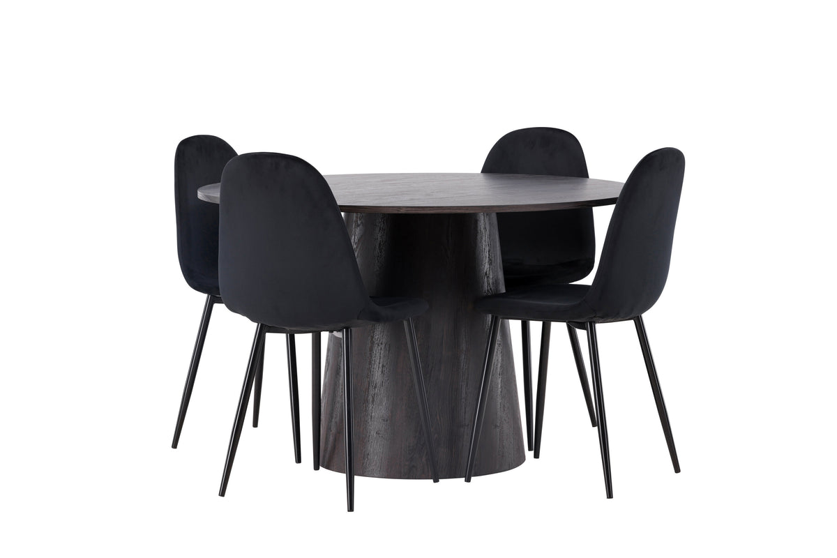 Lanzo Matbord med Polar Stolarna – Bord: ⌀120 Stol: 53,3x88x44