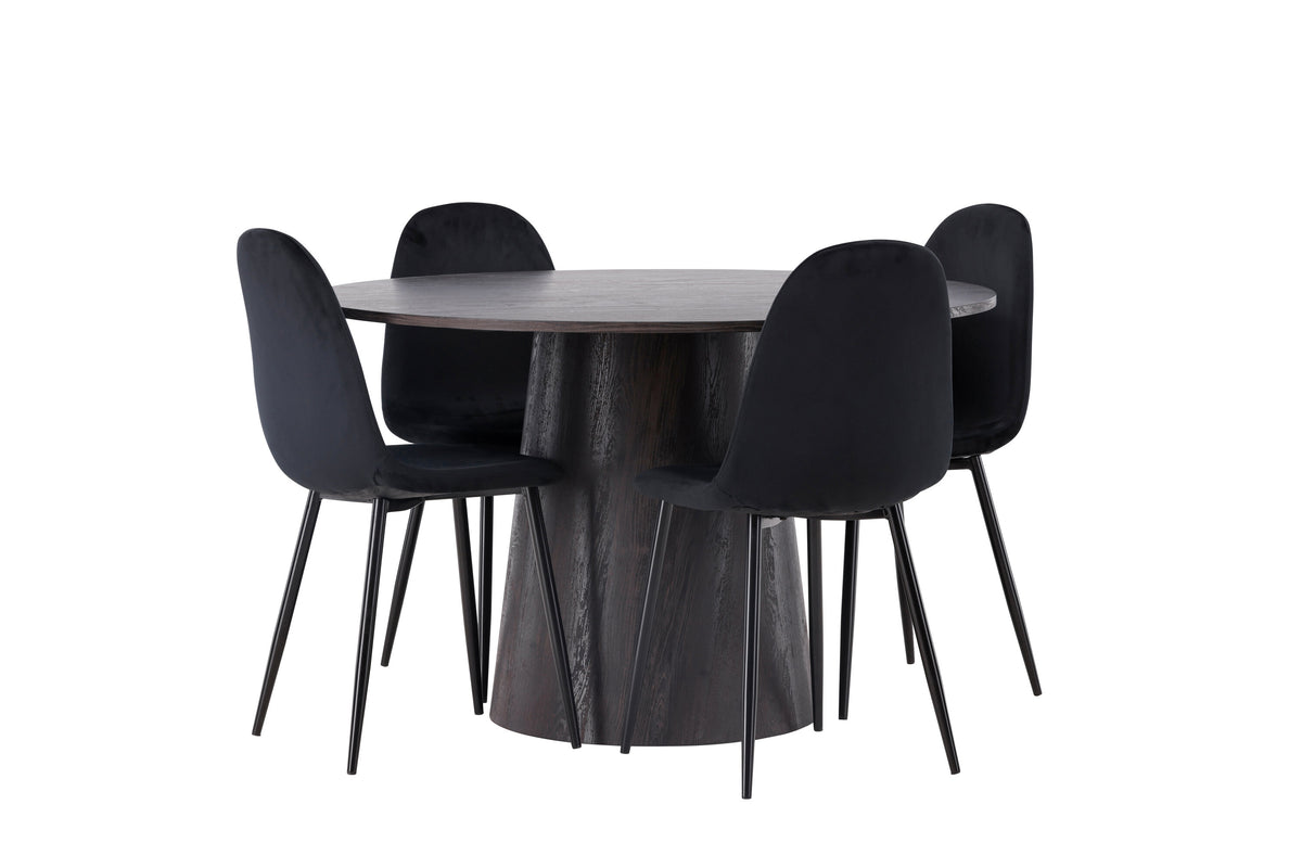 Lanzo Matbord med Polar Stolarna – Bord: ⌀120 Stol: 53,3x88x44