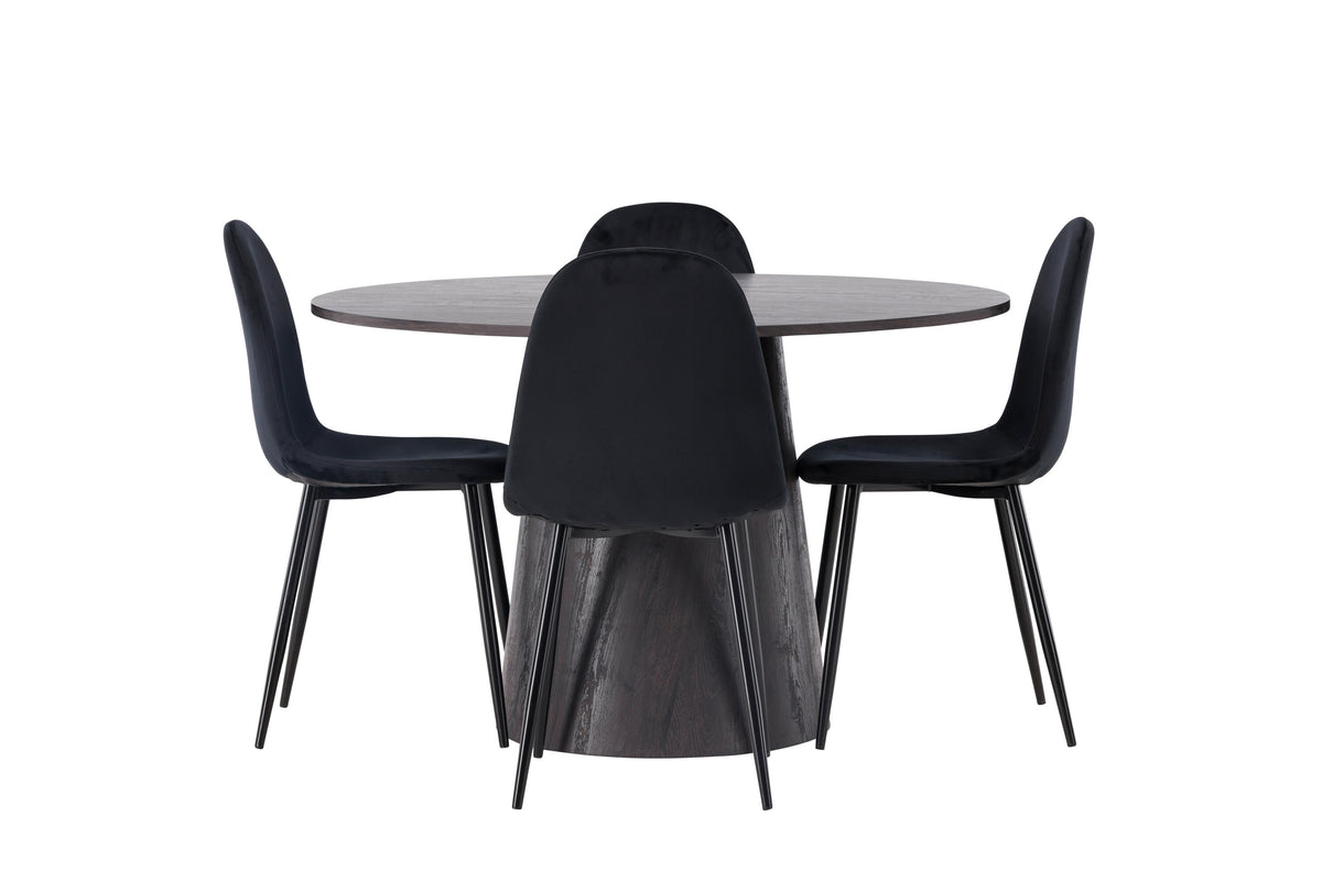 Lanzo Matbord med Polar Stolarna – Bord: ⌀120 Stol: 53,3x88x44