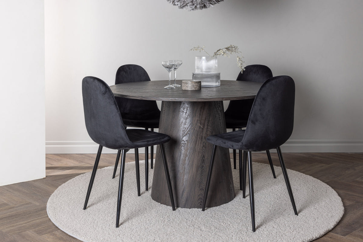 Lanzo Matbord med Polar Stolarna – Bord: ⌀120 Stol: 53,3x88x44