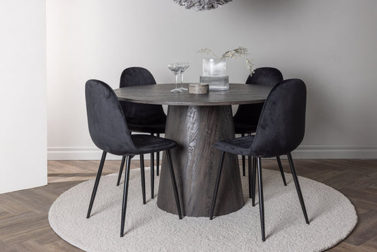 Lanzo Matbord med Polar Stolarna – Bord: ⌀120 Stol: 53,3x88x44
