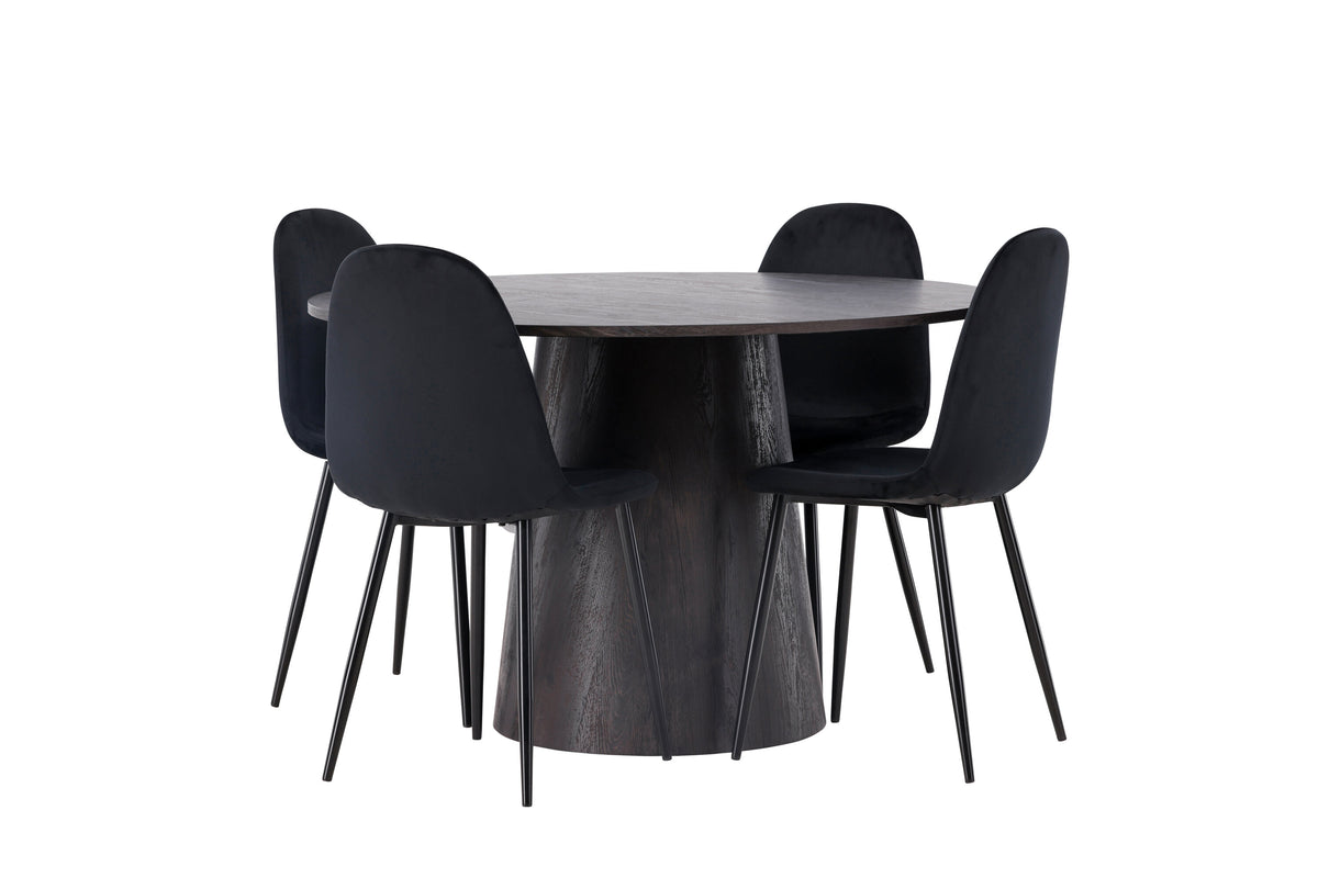 Lanzo Matbord med Polar Stolarna – Bord: ⌀120 Stol: 53,3x88x44