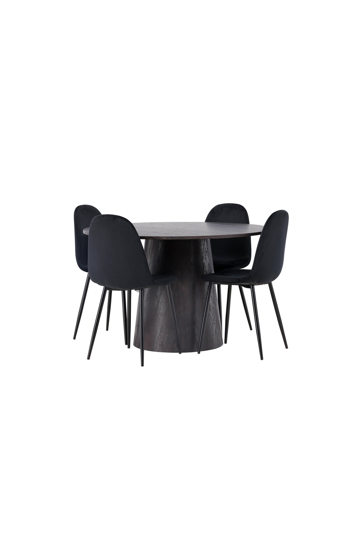 Lanzo Matbord med Polar Stolarna – Bord: ⌀120 Stol: 53,3x88x44