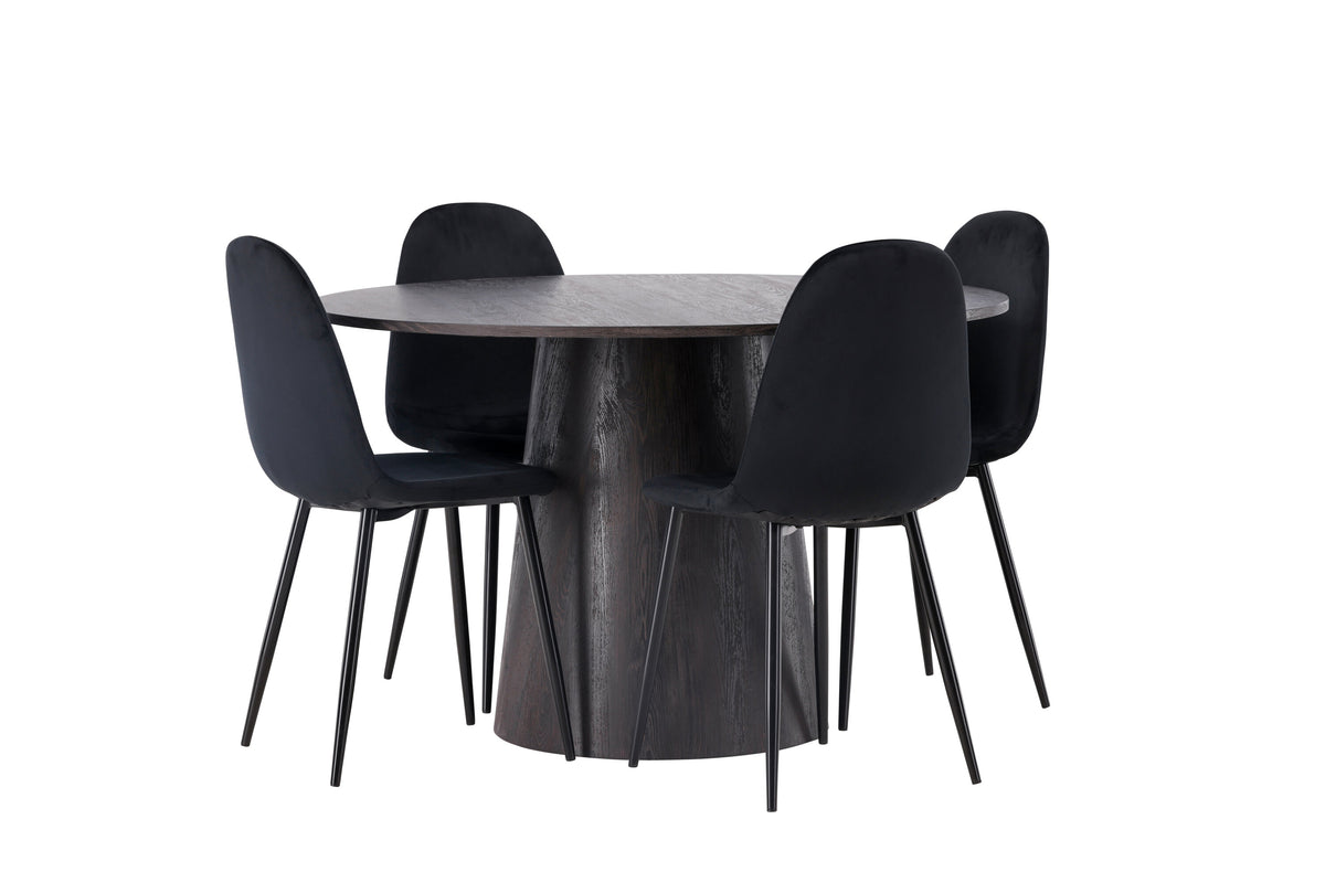 Lanzo Matbord med Polar Stolarna – Bord: ⌀120 Stol: 53,3x88x44