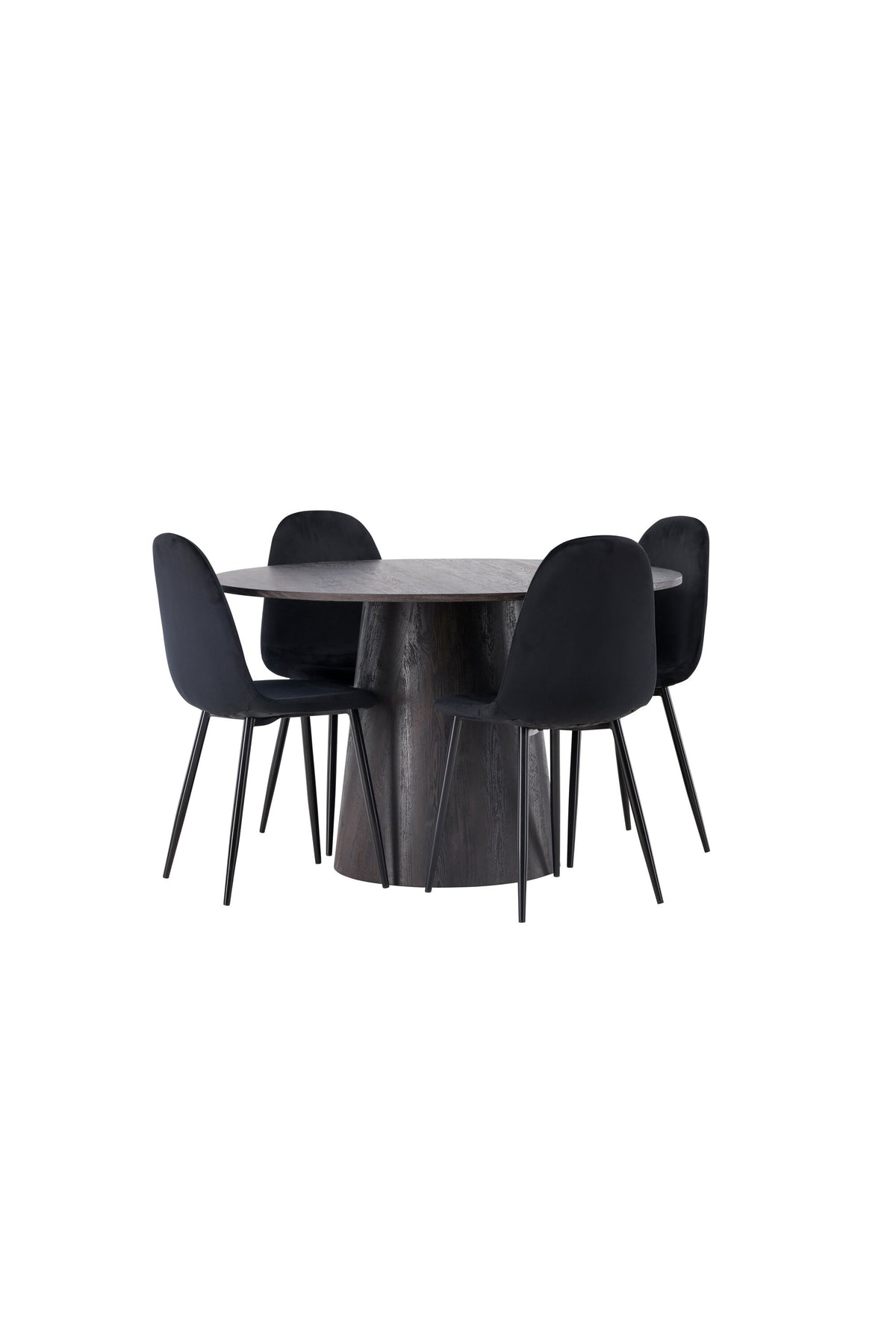 Lanzo Matbord med Polar Stolarna – Bord: ⌀120 Stol: 53,3x88x44