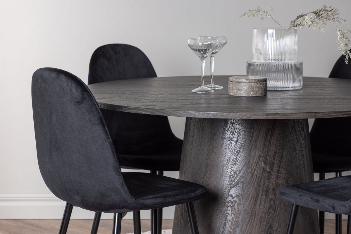 Lanzo Matbord med Polar Stolarna – Bord: ⌀120 Stol: 53,3x88x44