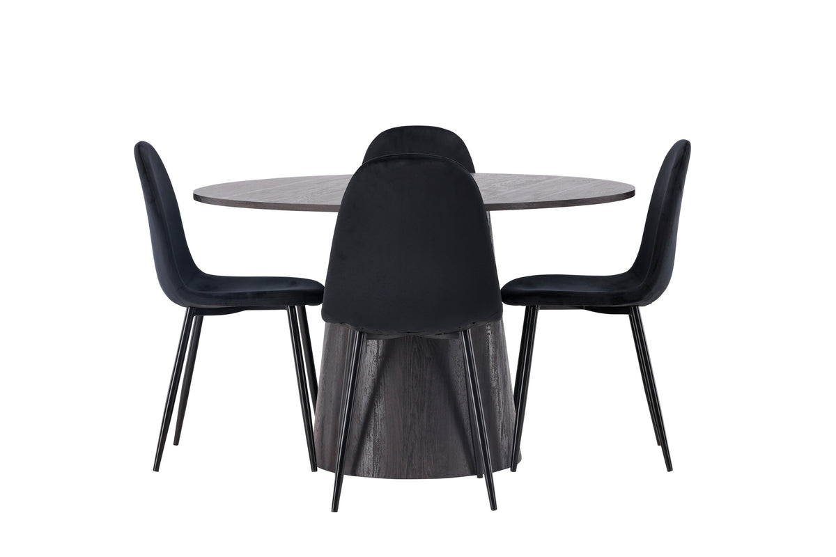 Lanzo Matbord med Polar Stolarna – Bord: ⌀120 Stol: 53,3x88x44