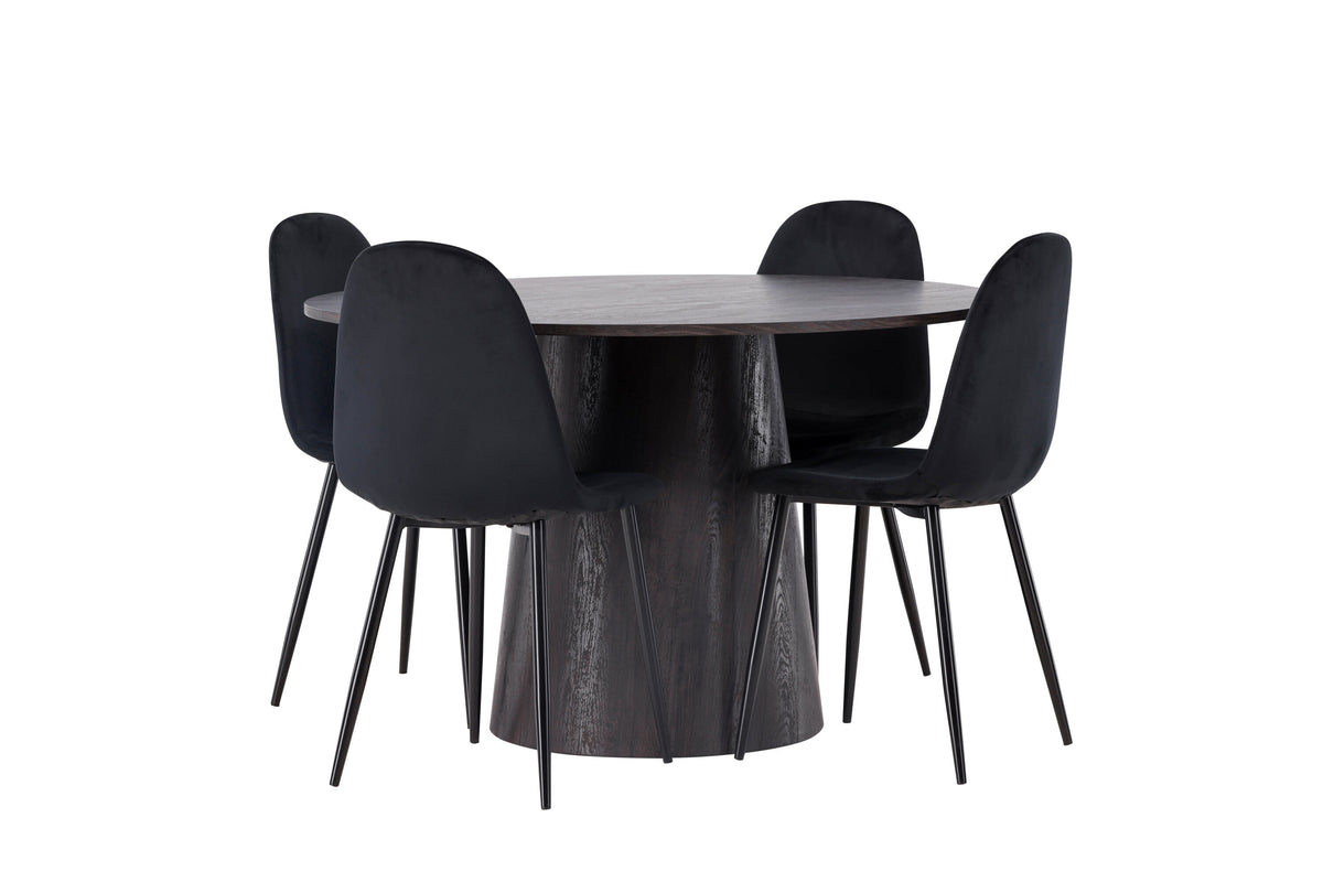 Lanzo Matbord med Polar Stolarna – Bord: ⌀120 Stol: 53,3x88x44