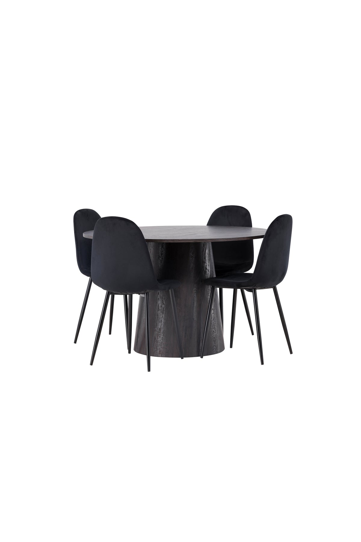 Lanzo Matbord med Polar Stolarna – Bord: ⌀120 Stol: 53,3x88x44