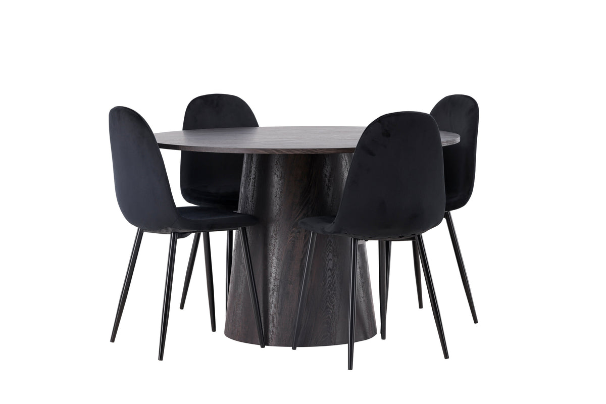 Lanzo Matbord med Polar Stolarna – Bord: ⌀120 Stol: 53,3x88x44