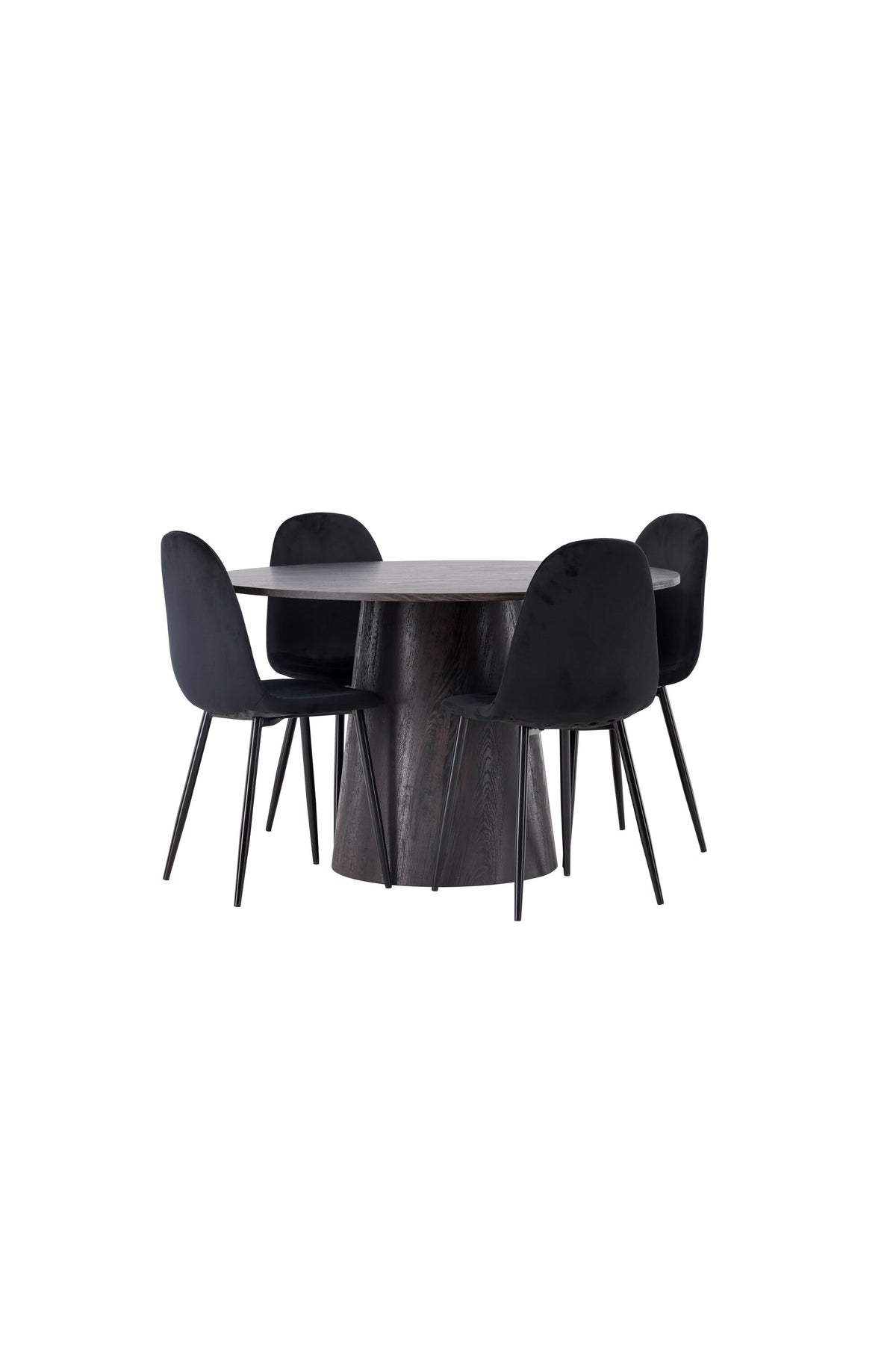 Lanzo Matbord med Polar Stolarna – Bord: ⌀120 Stol: 53,3x88x44