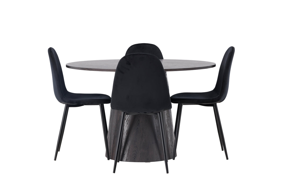Lanzo Matbord med Polar Stolarna – Bord: ⌀120 Stol: 53,3x88x44