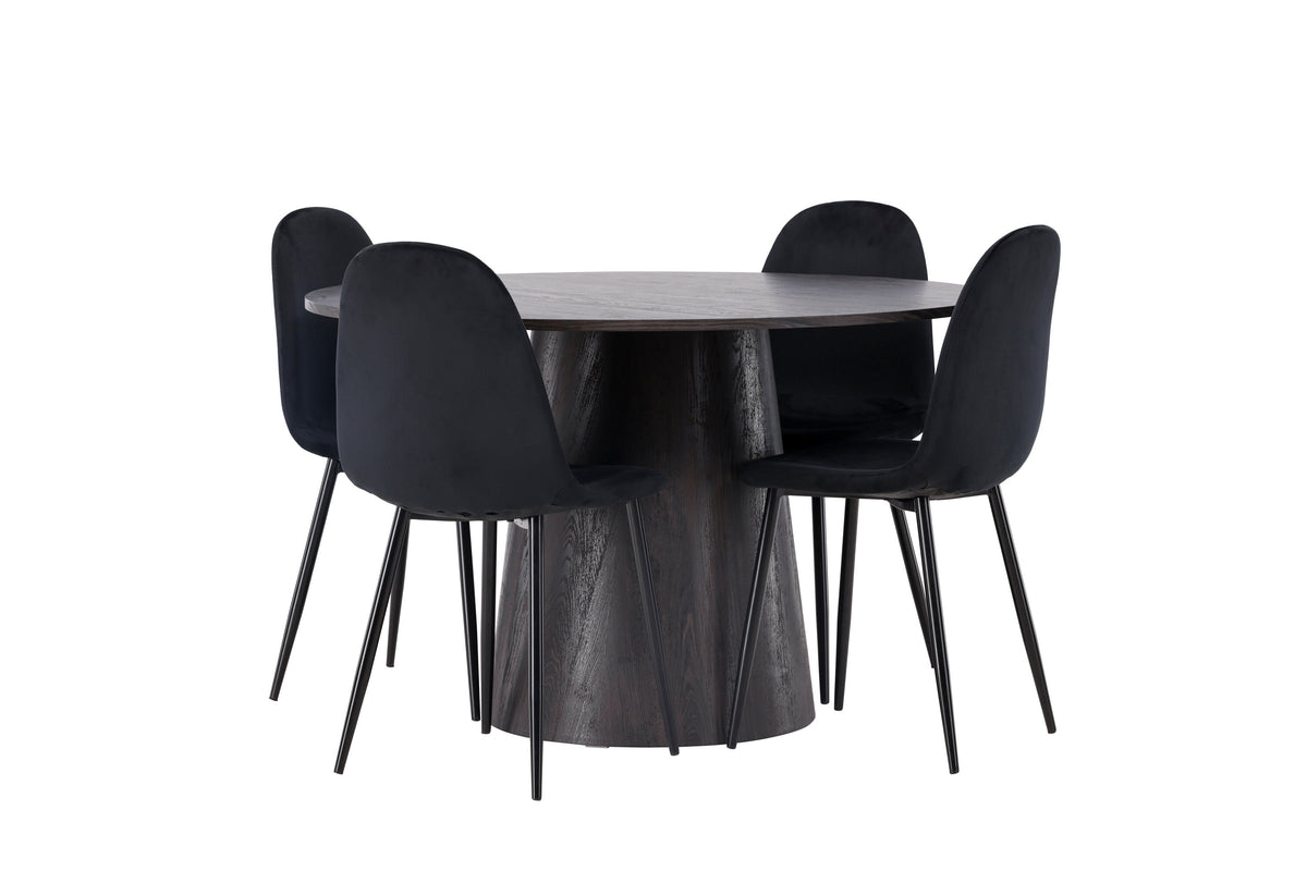 Lanzo Matbord med Polar Stolarna – Bord: ⌀120 Stol: 53,3x88x44