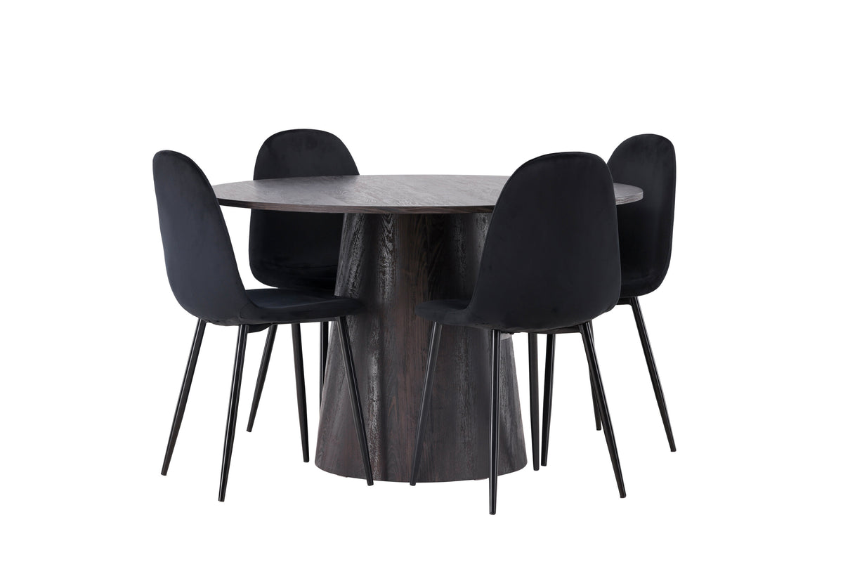 Lanzo Matbord med Polar Stolarna – Bord: ⌀120 Stol: 53,3x88x44