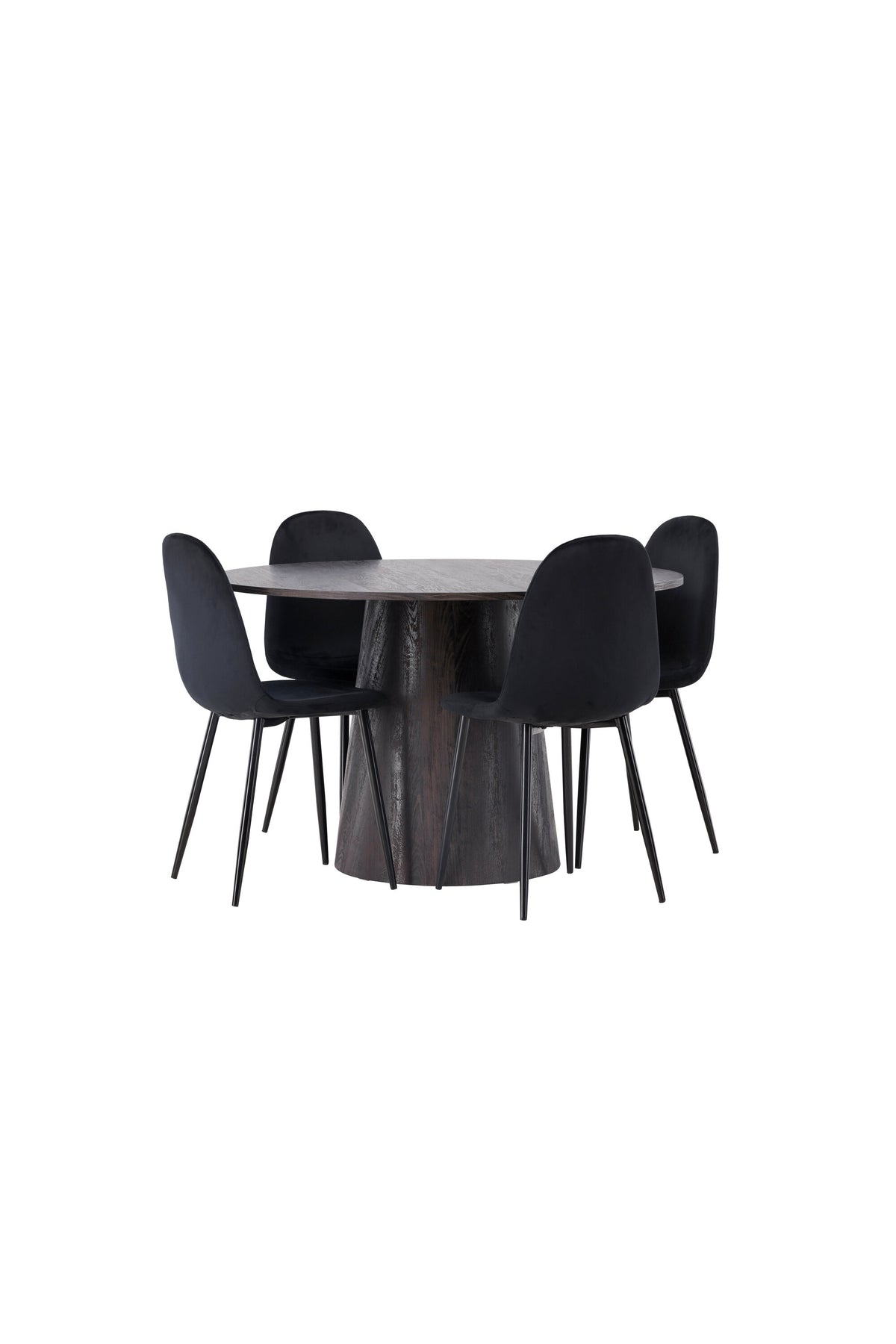 Lanzo Matbord med Polar Stolarna – Bord: ⌀120 Stol: 53,3x88x44