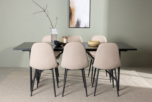 Astrid Matbord med Polar Stolarna – Bord: 75x200x90 Stol: 52x90x45