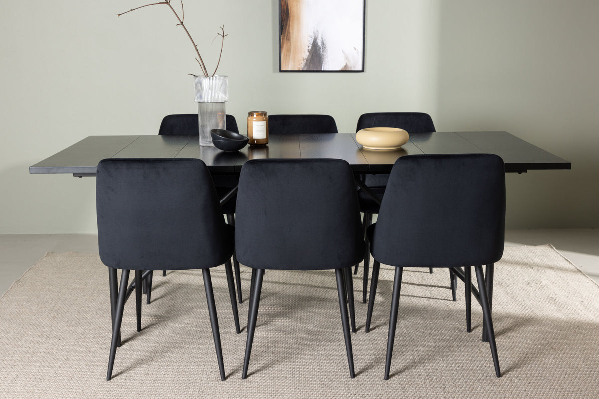 Astrid Matbord med Night Stolarna – Bord: 75x200x90 Stol: 56x87x49