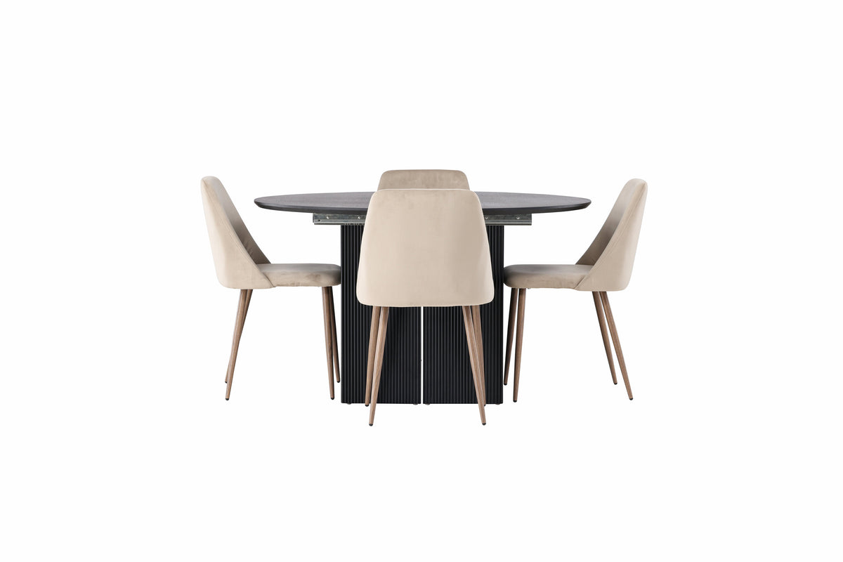 Matilda Matbord med Night Stolarna – Bord: ⌀130 Stol: 56x87x49
