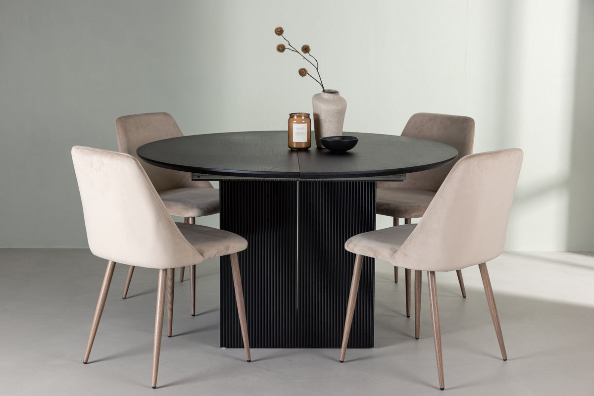 Matilda Matbord med Night Stolarna – Bord: ⌀130 Stol: 56x87x49