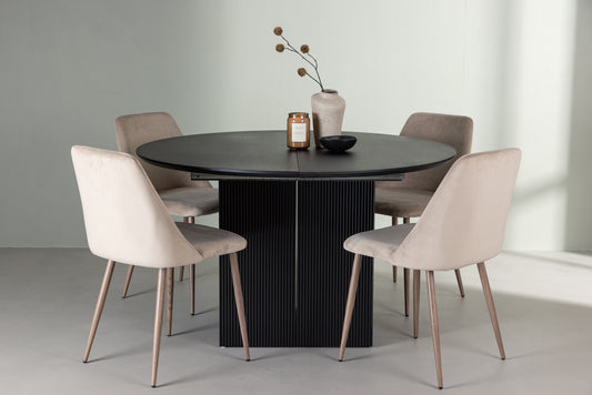 Matilda Matbord med Night Stolarna – Bord: ⌀130 Stol: 56x87x49