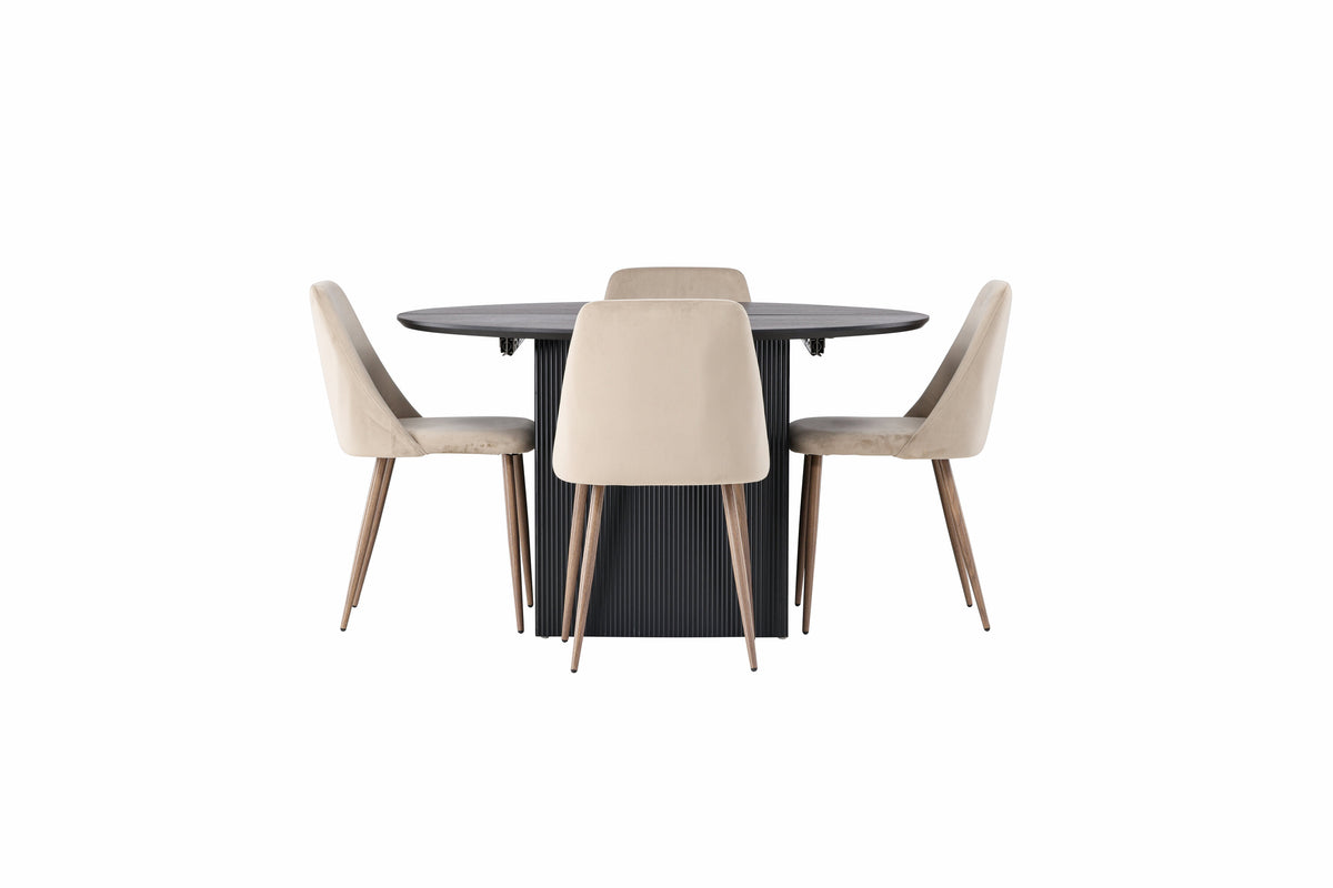 Matilda Matbord med Night Stolarna – Bord: ⌀130 Stol: 56x87x49