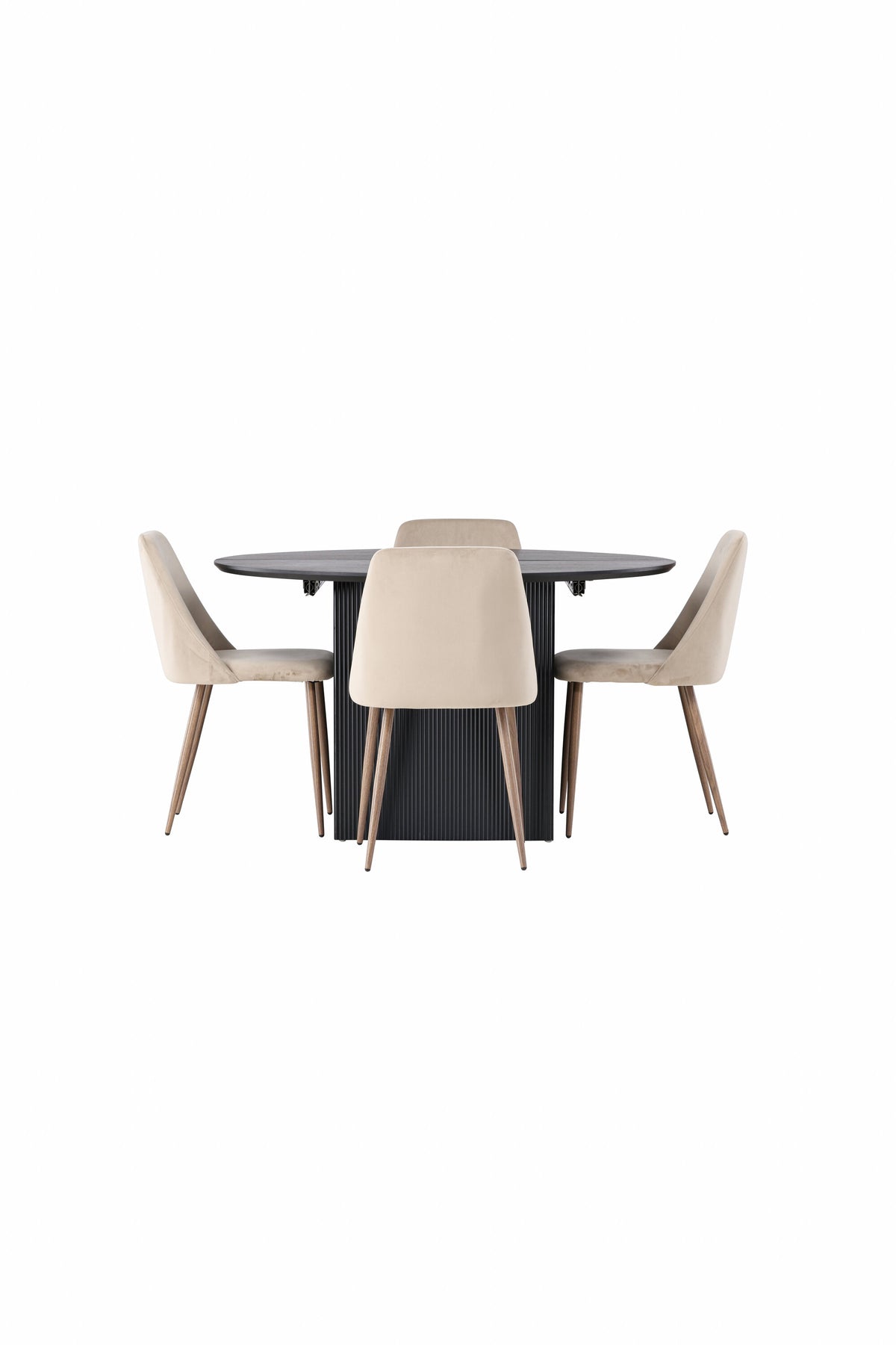 Matilda Matbord med Night Stolarna – Bord: ⌀130 Stol: 56x87x49