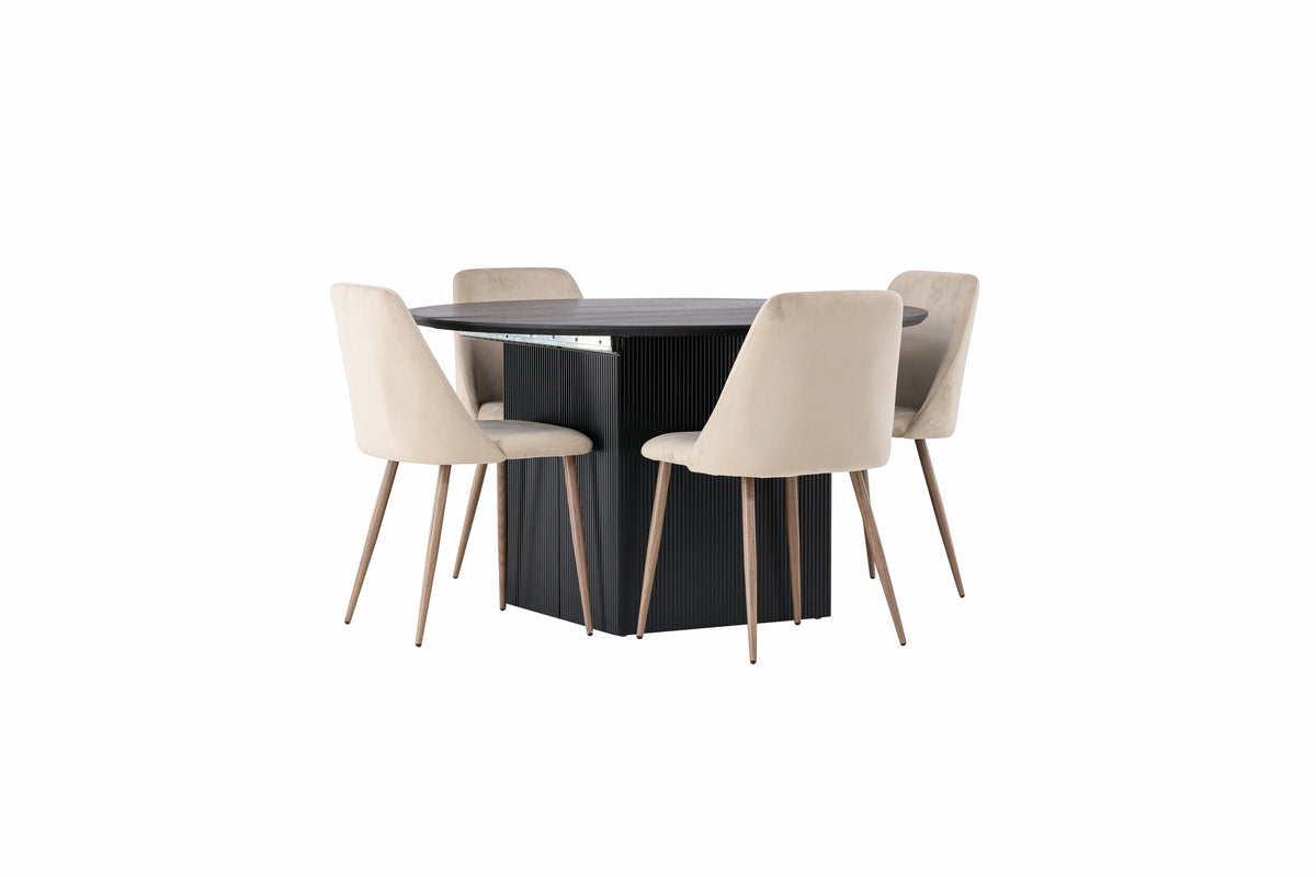 Matilda Matbord med Night Stolarna – Bord: ⌀130 Stol: 56x87x49