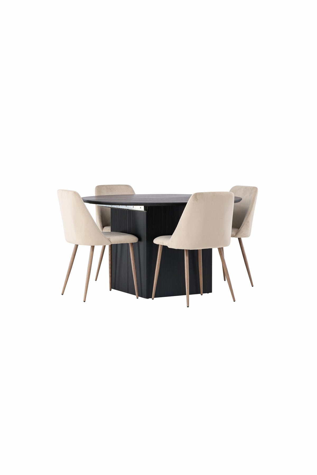 Matilda Matbord med Night Stolarna – Bord: ⌀130 Stol: 56x87x49