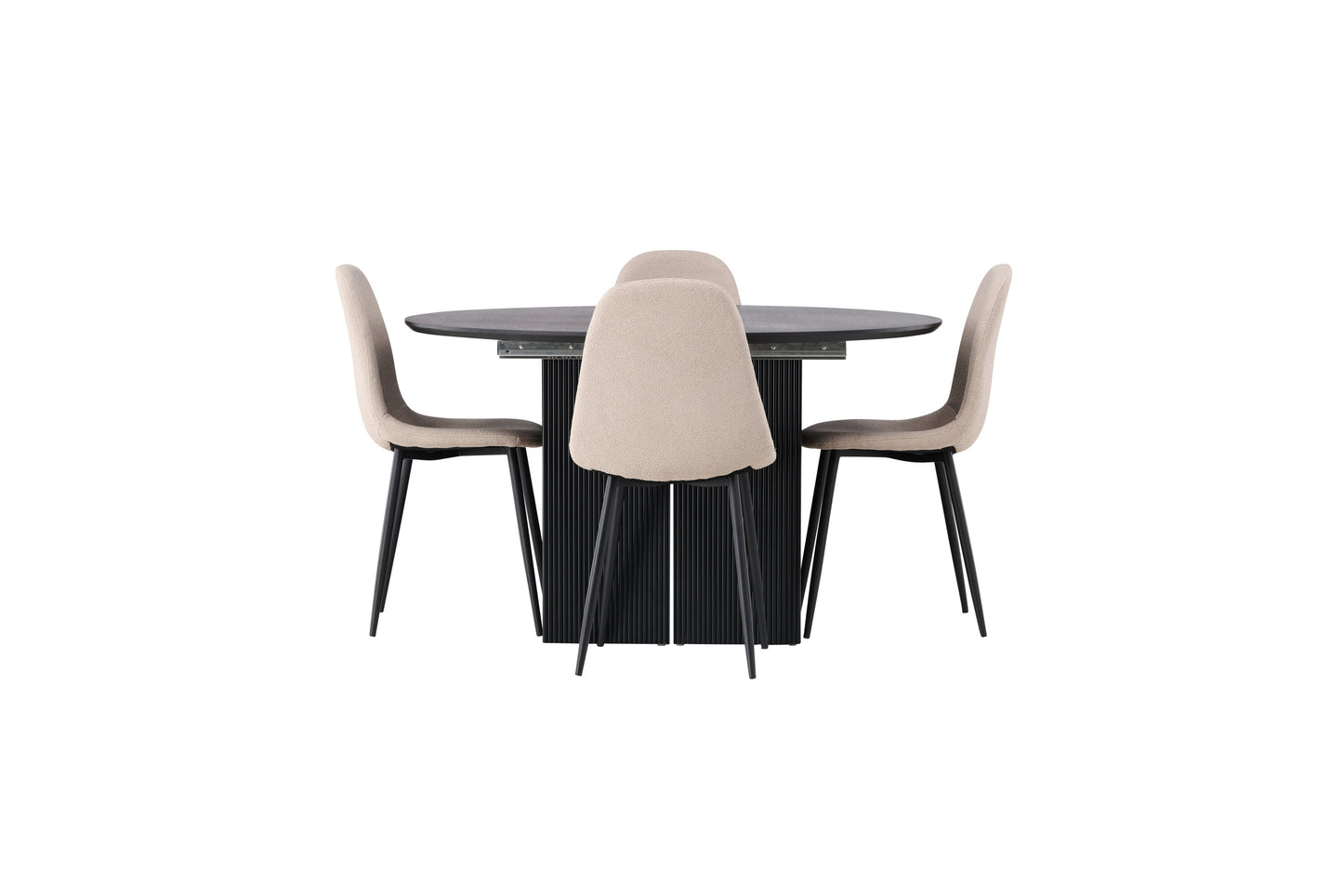Matilda Matbord med Polar Stolarna – Bord: ⌀130 Stol: 52x90x45