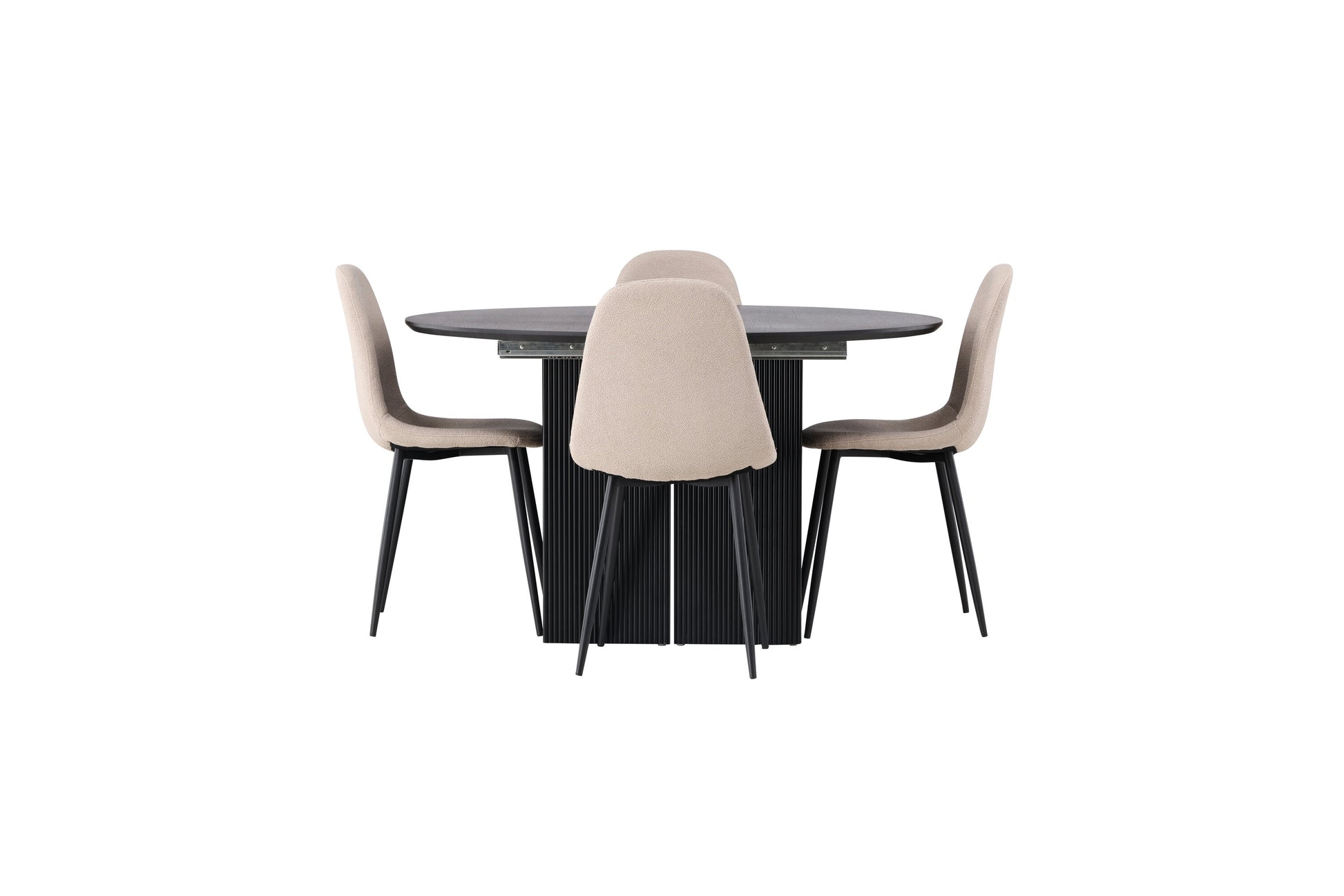 Matilda Matbord med Polar Stolarna – Bord: ⌀130 Stol: 52x90x45