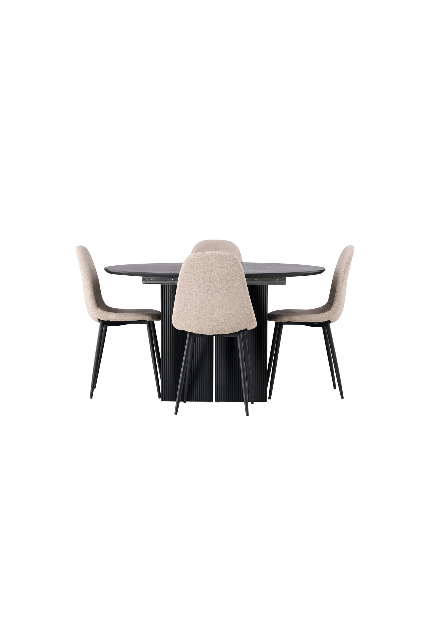 Matilda Matbord med Polar Stolarna – Bord: ⌀130 Stol: 52x90x45