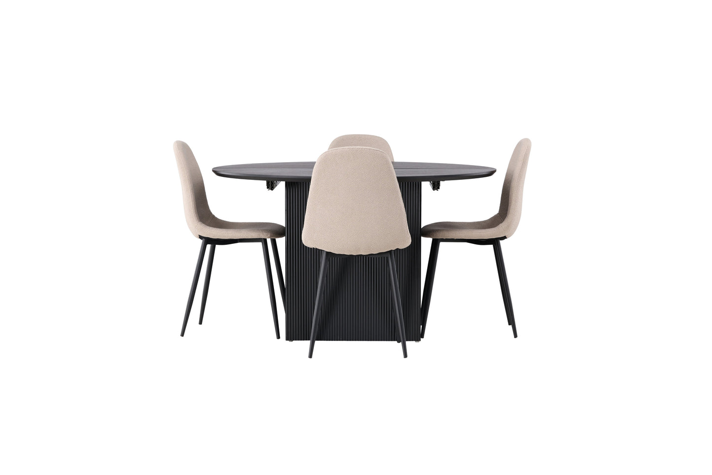 Matilda Matbord med Polar Stolarna – Bord: ⌀130 Stol: 52x90x45