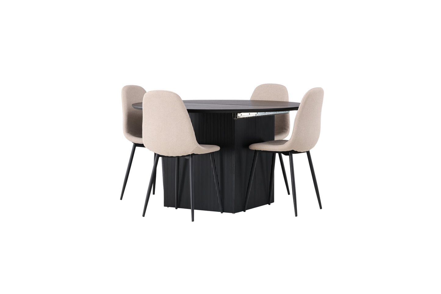 Matilda Matbord med Polar Stolarna – Bord: ⌀130 Stol: 52x90x45