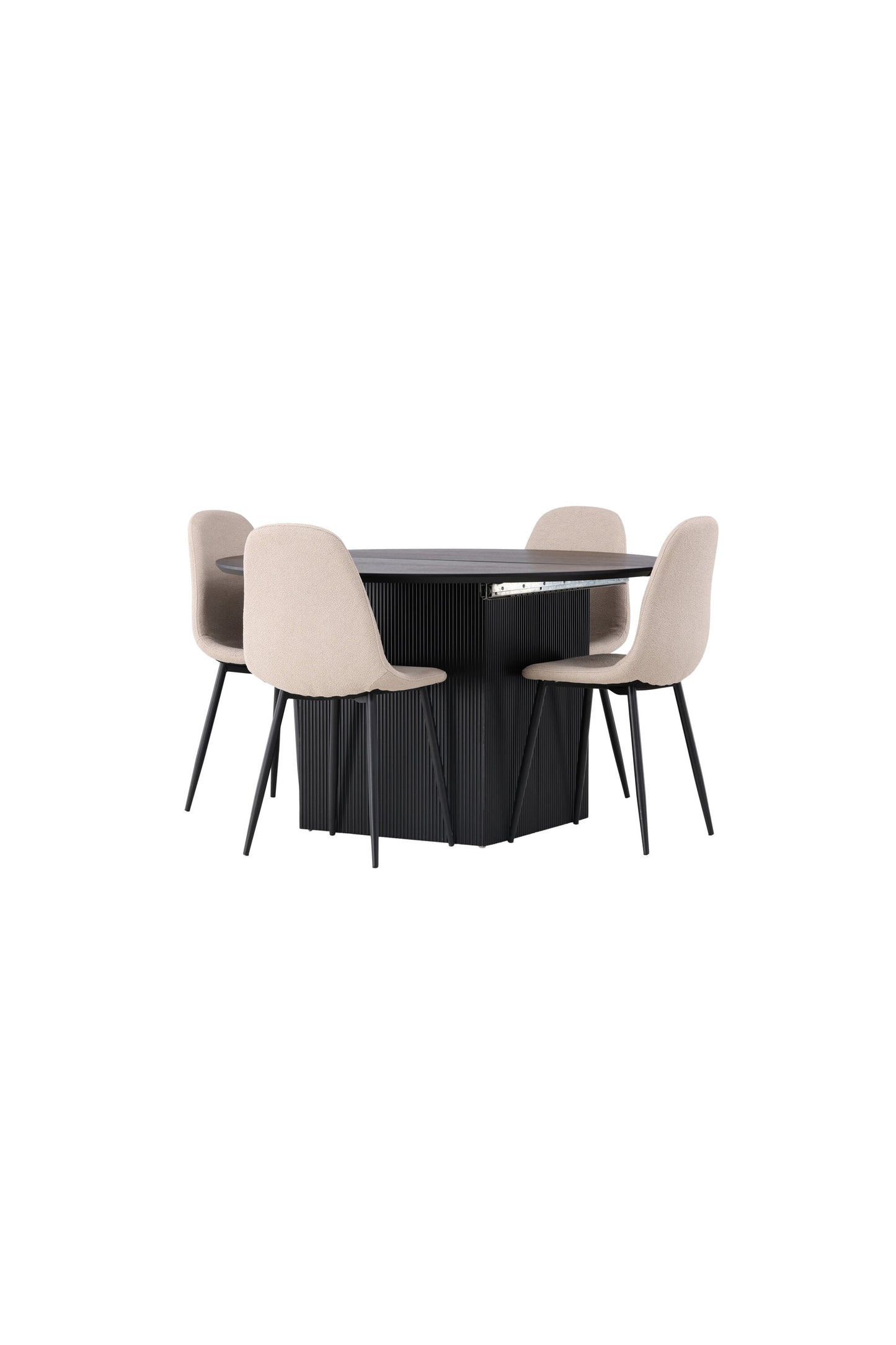 Matilda Matbord med Polar Stolarna – Bord: ⌀130 Stol: 52x90x45