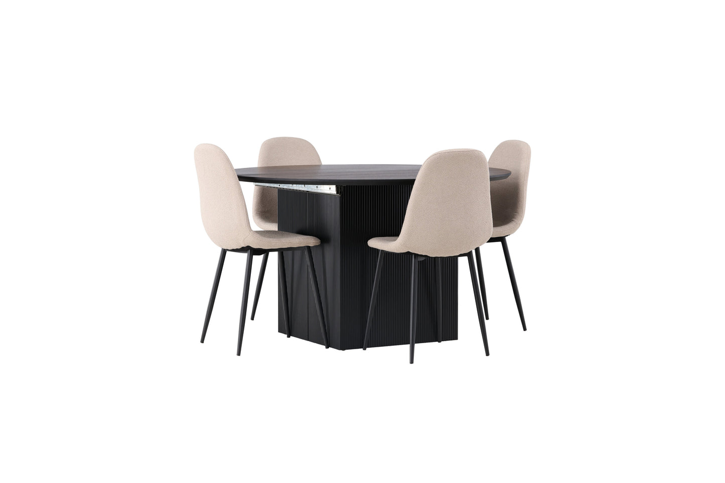 Matilda Matbord med Polar Stolarna – Bord: ⌀130 Stol: 52x90x45