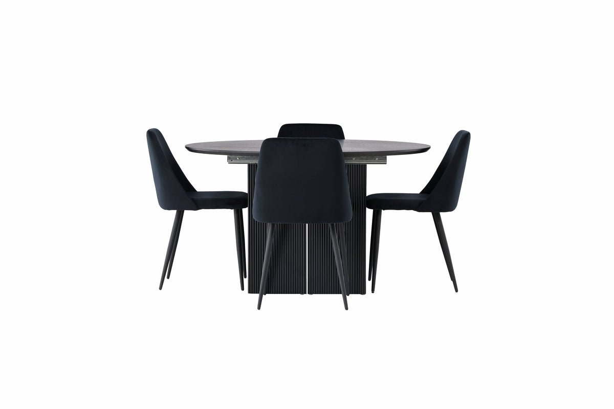 Matilda Matbord med Night Stolarna – Bord: ⌀130 Stol: 56x87x49