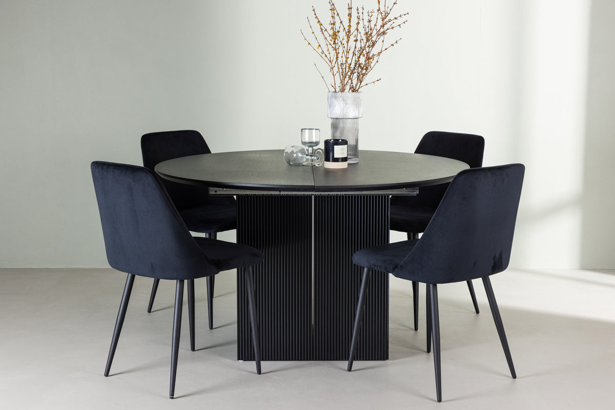 Matilda Matbord med Night Stolarna – Bord: ⌀130 Stol: 56x87x49