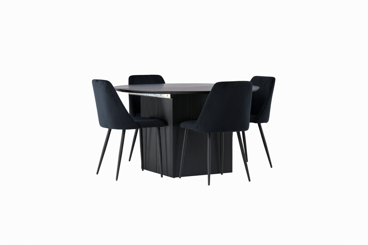 Matilda Matbord med Night Stolarna – Bord: ⌀130 Stol: 56x87x49
