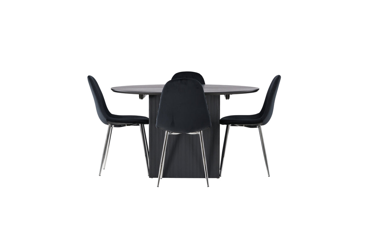 Matilda Matbord med Polar Stolarna – Bord: ⌀130 Stol: 52x90x45