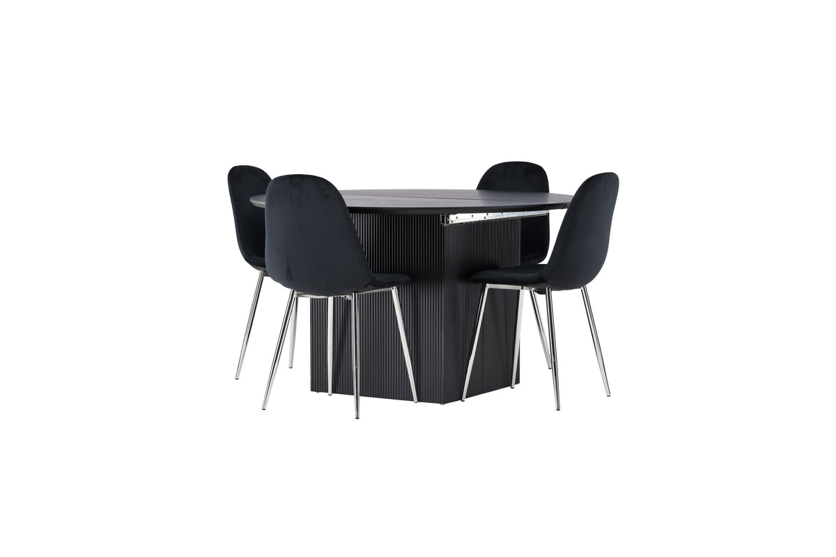Matilda Matbord med Polar Stolarna – Bord: ⌀130 Stol: 52x90x45