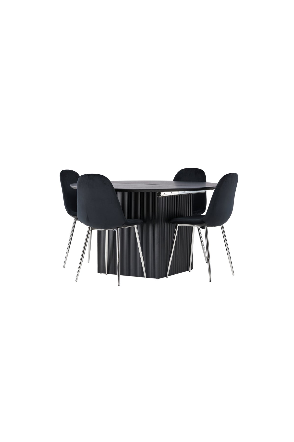 Matilda Matbord med Polar Stolarna – Bord: ⌀130 Stol: 52x90x45