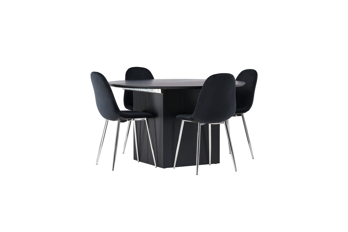 Matilda Matbord med Polar Stolarna – Bord: ⌀130 Stol: 52x90x45
