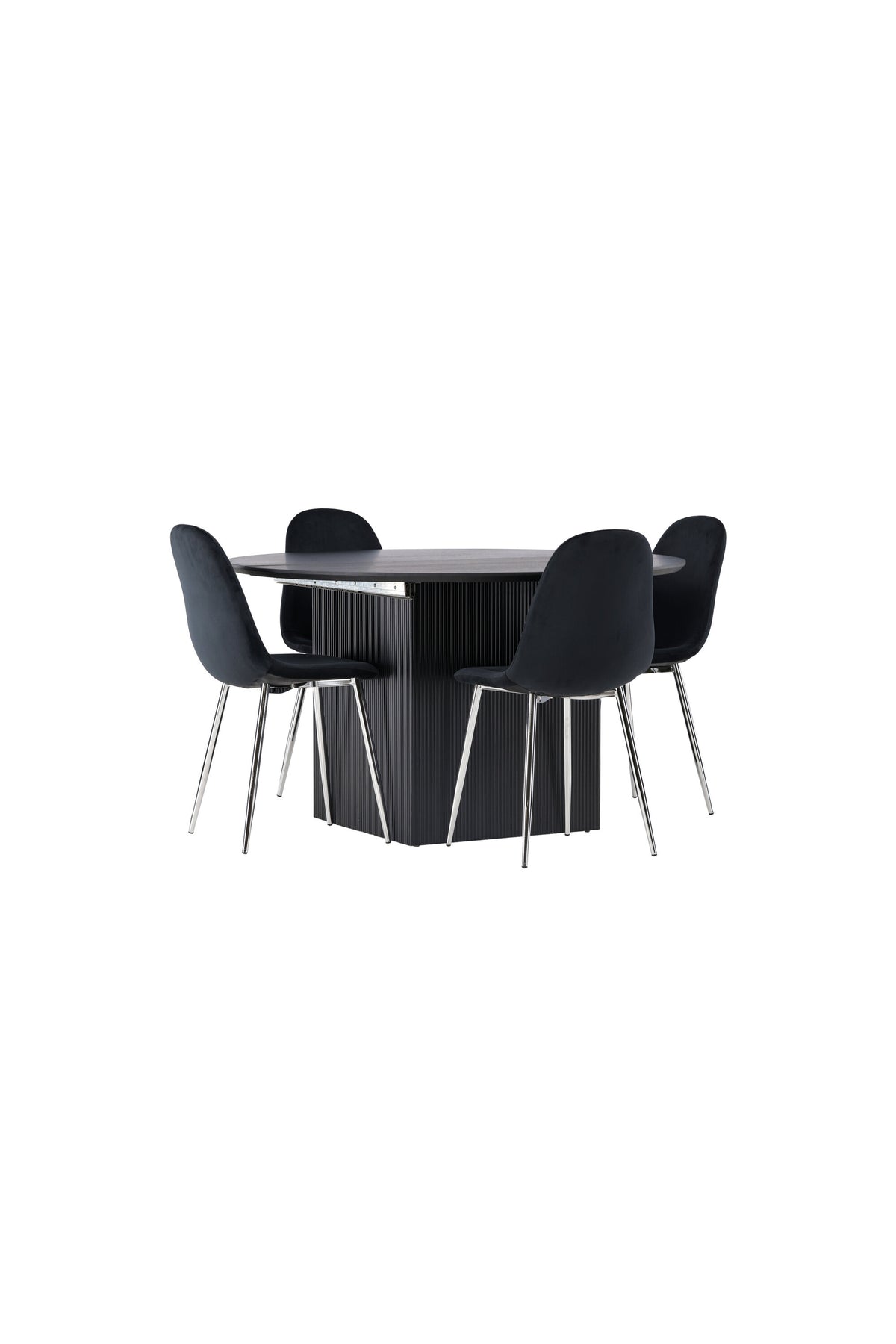 Matilda Matbord med Polar Stolarna – Bord: ⌀130 Stol: 52x90x45
